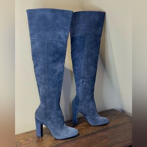 Aldo Slate Blue Suede Over-the-Knee Tall Boots
